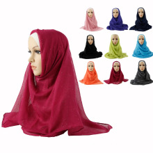 Plain color glittery hijab fashion Muslim scarf